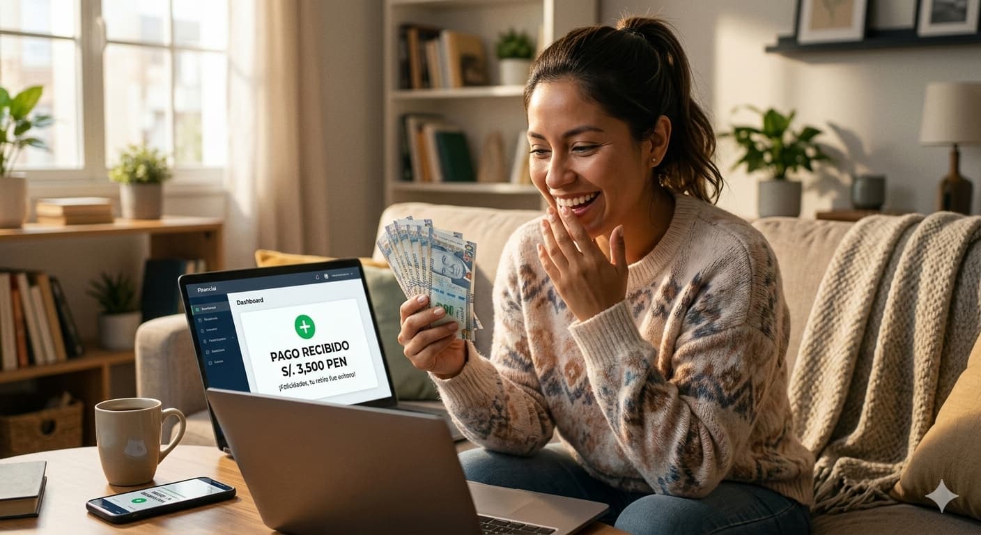 Persona trabajando en su computadora desde casa por la noche mientras construye ingresos pasivos por internet sin dejar su trabajo de tiempo completo.